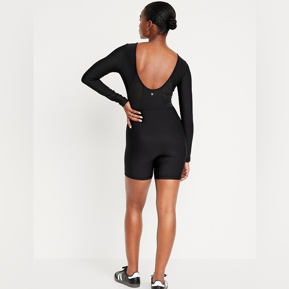 Old Navy Tops - OLD NAVY ACTIVE Black Powersoft Long Sleeve Bodysuit Shorts